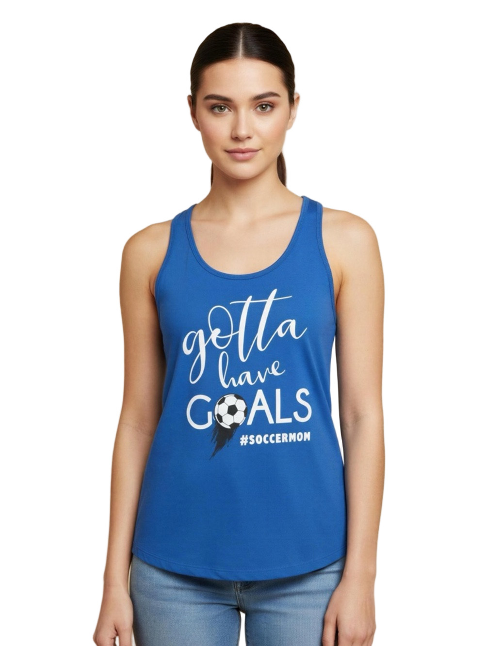 Soccer Mom Gotta Have Goals Next Level Apparel Blue Razorback Tank
